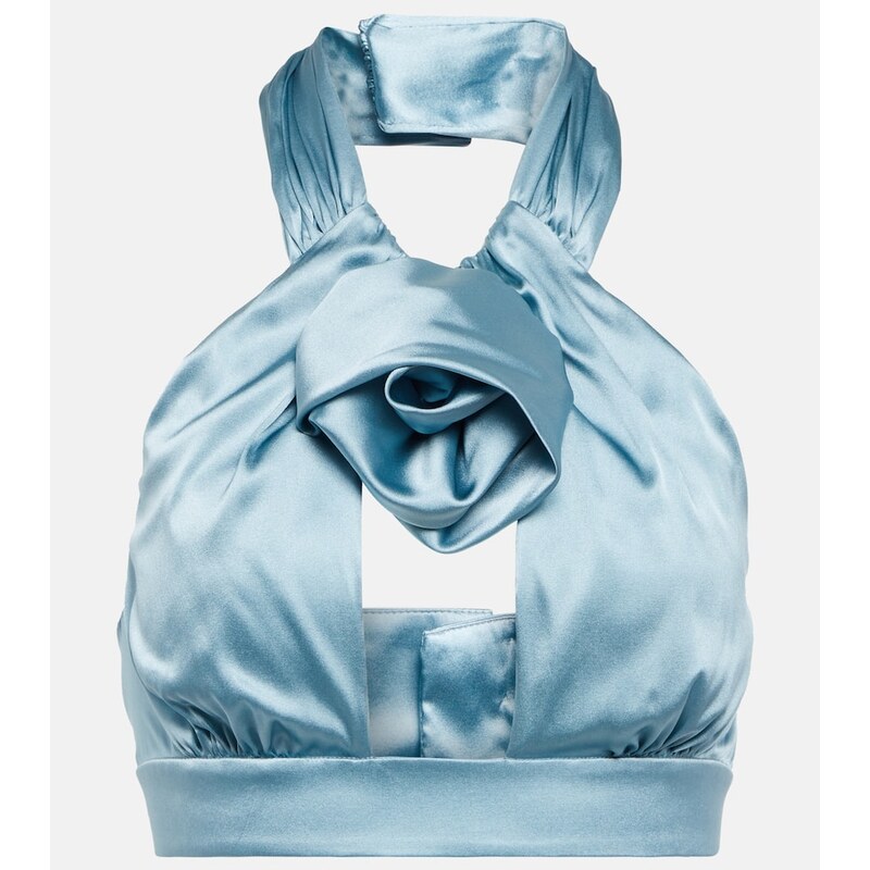 Alessandra Rich Ruched satin crop top
