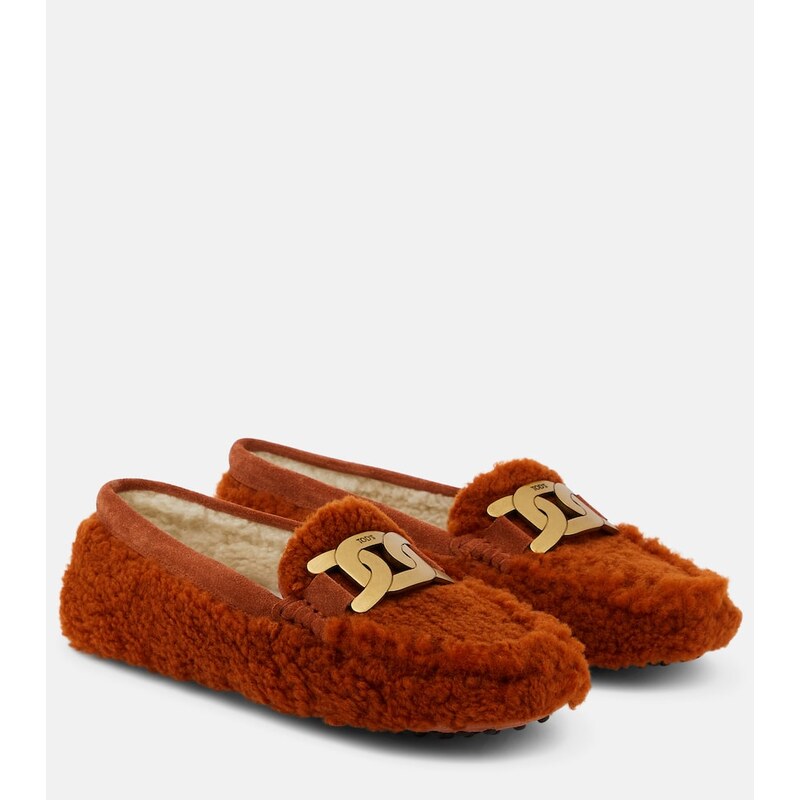 Tods Embellished shearling loafers