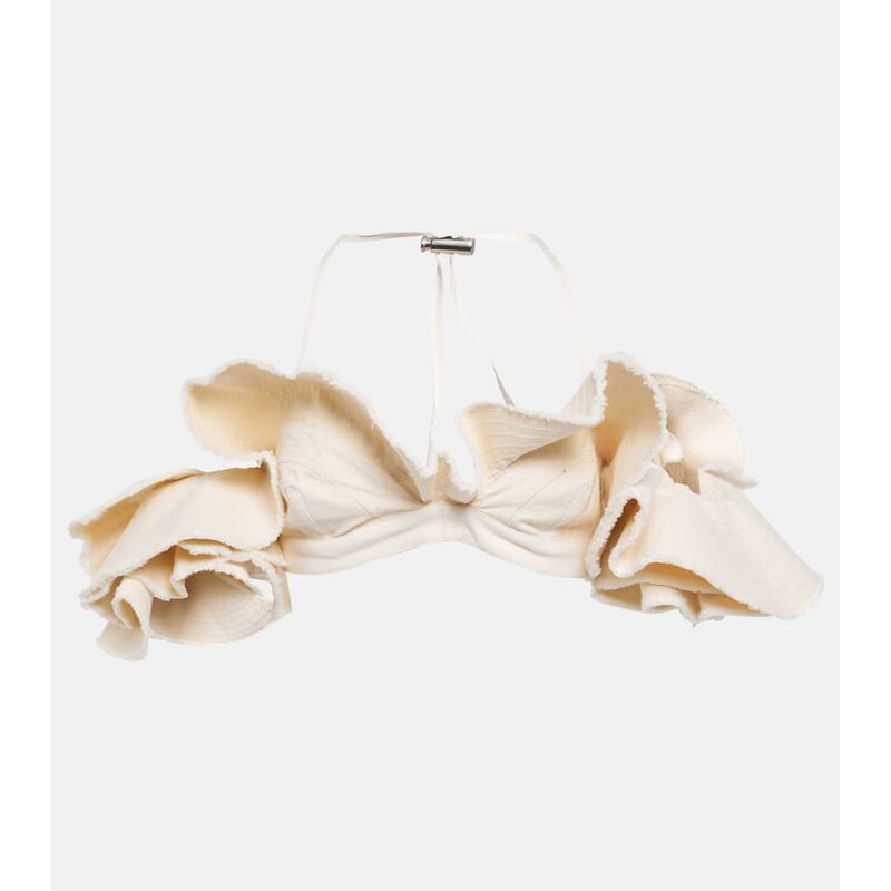 Jacquemus La BrassiÃ¨re Artichaut cotton crop top