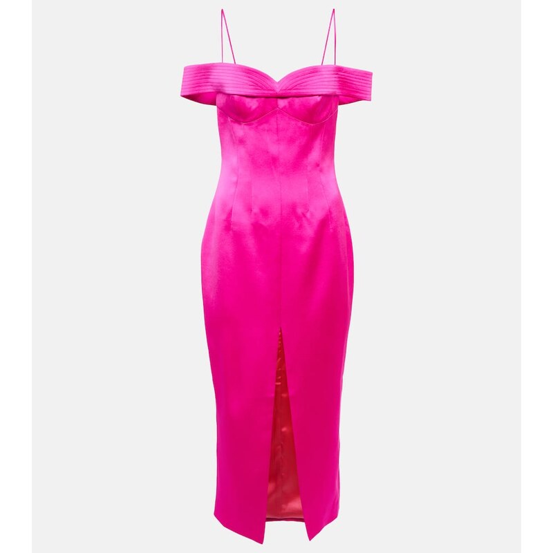 Rasario Off-shoulder satin midi dress