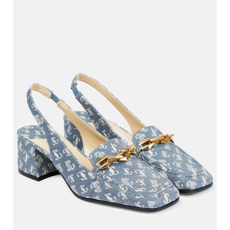 Jimmy Choo Diamond Tilda 45 denim slingback pumps