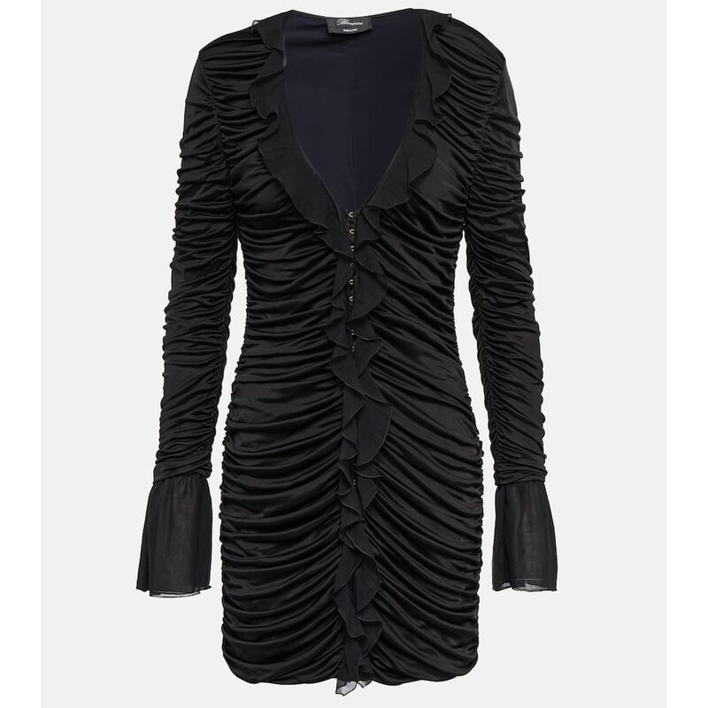 Blumarine Deep V-neck ruched minidress