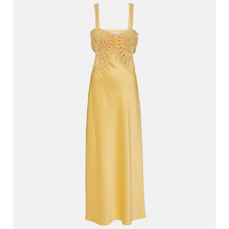 Simkhai Roberta crochet and satin maxi dress