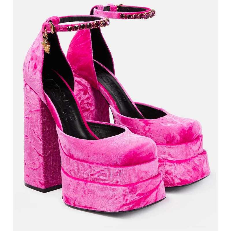 Versace Medusa Aevitas velvet platform pumps