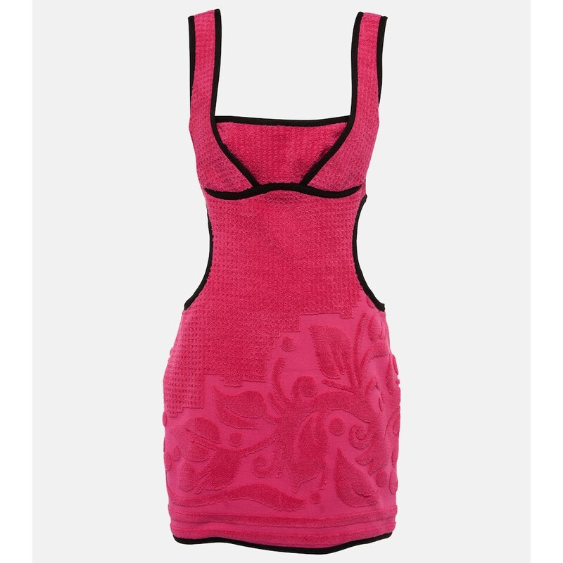 Marine Serre Jacquard cutout cotton minidress