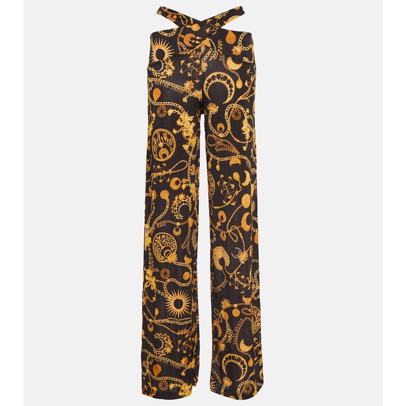 Marine Serre Cutout printed wide-leg pants