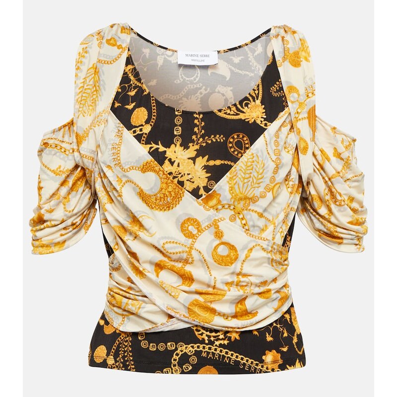 Marine Serre Draped printed cutout top