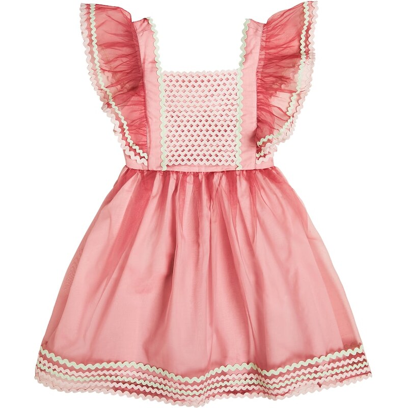 Stella McCartney Kids Ruffle-trimmed embroidered dress
