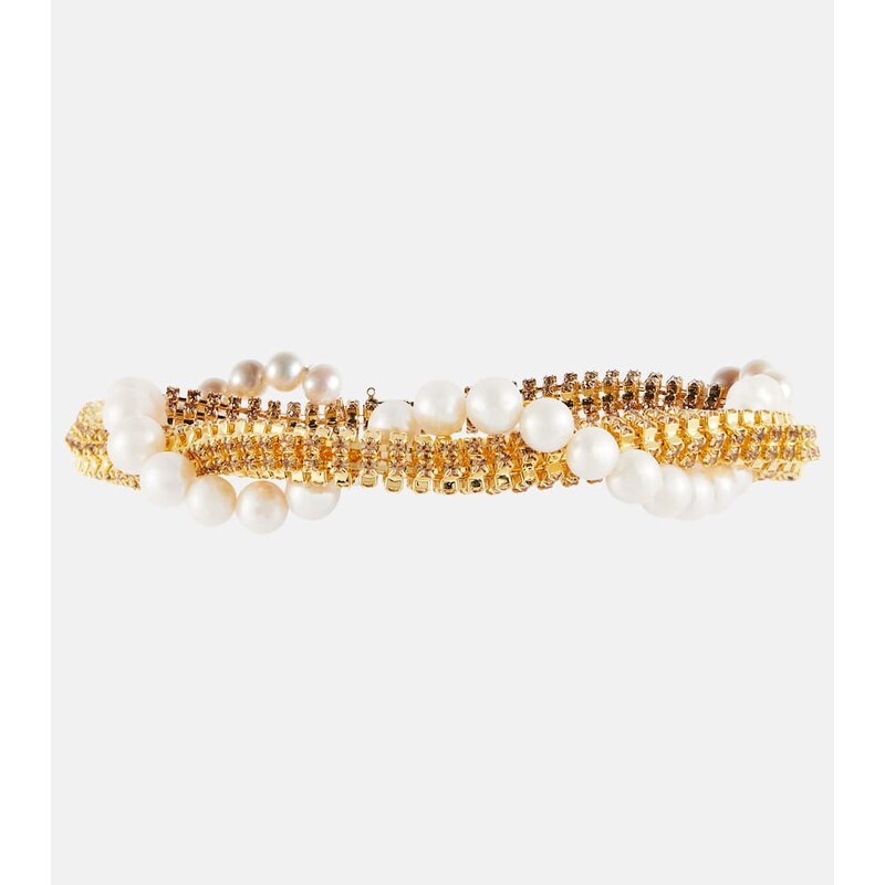 Magda Butrym Crystal and faux pearl necklace