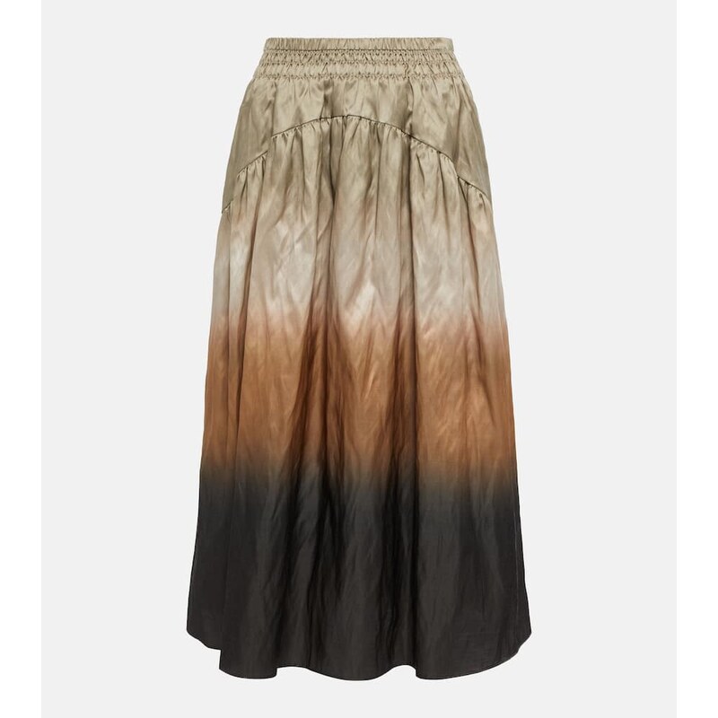 Vince Printed high-rise satin skirt