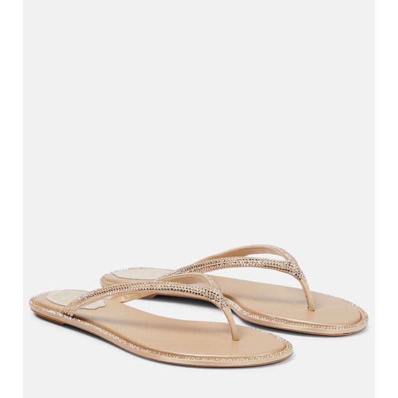 Rene Caovilla Diana embellished satin thong sandals