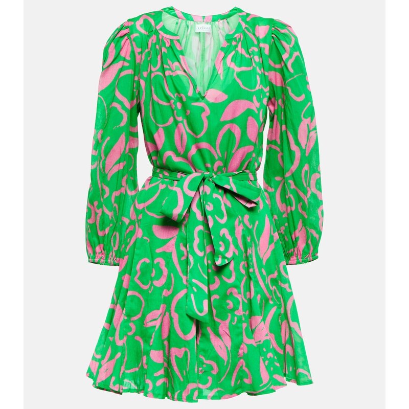 Velvet Kiki belted floral cotton minidress