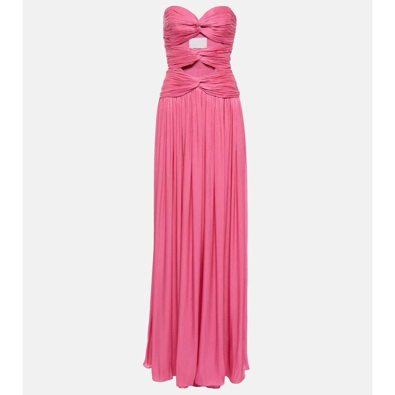 Costarellos Ambria gathered cutout gown