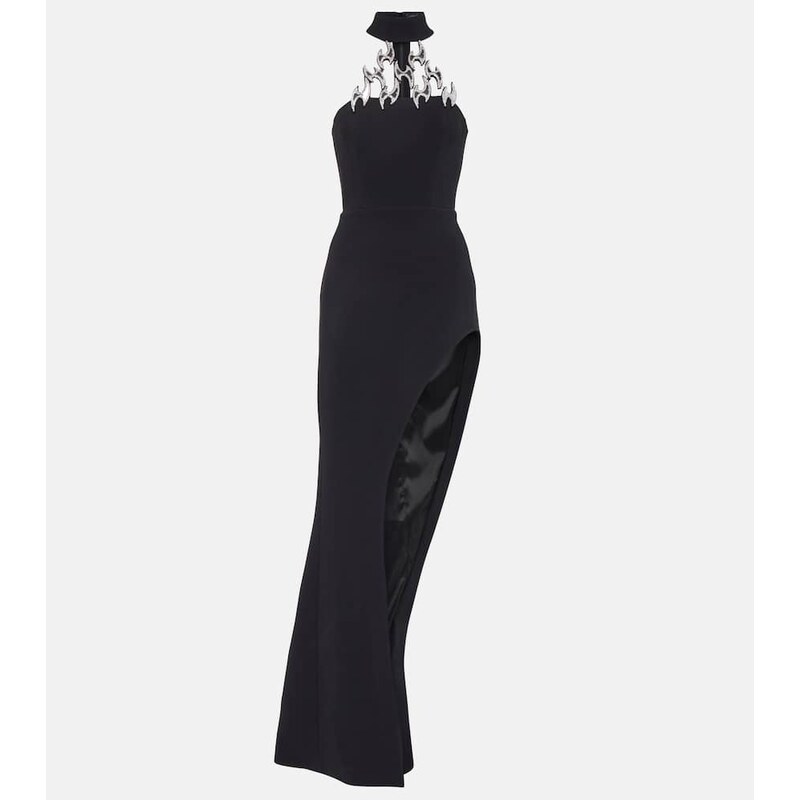 David Koma Crystal-embellished asymmetric gown