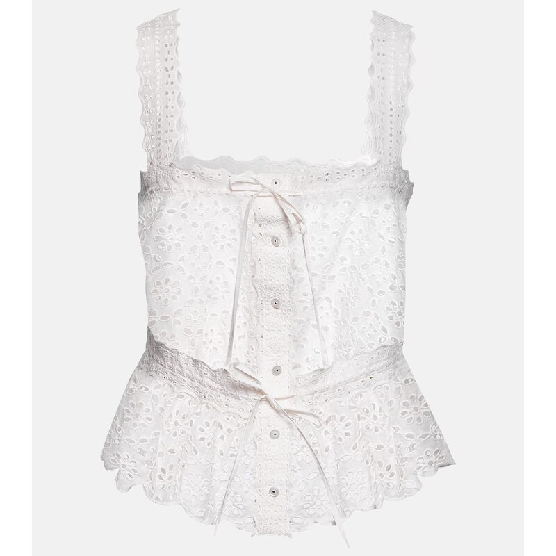 Veronica Beard Evert broderie anglaise cotton top