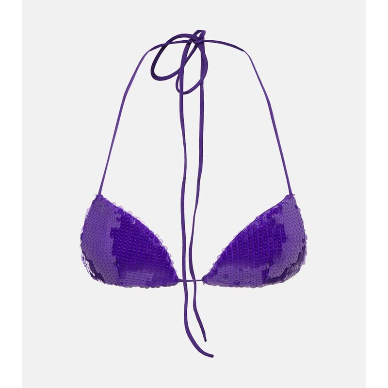 LaQuan Smith Sequined halterneck bra top