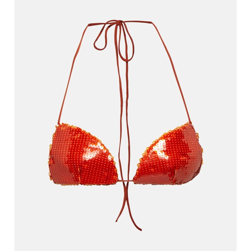 LaQuan Smith Sequined halterneck bra top