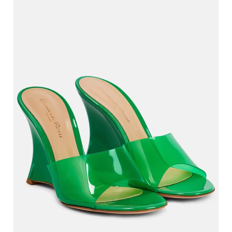 Gianvito Rossi Vernice PVC wedge mules