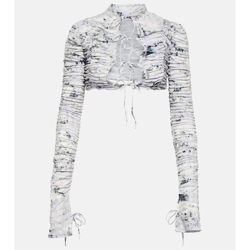 Roberta Einer Tie-front printed cropped cardigan