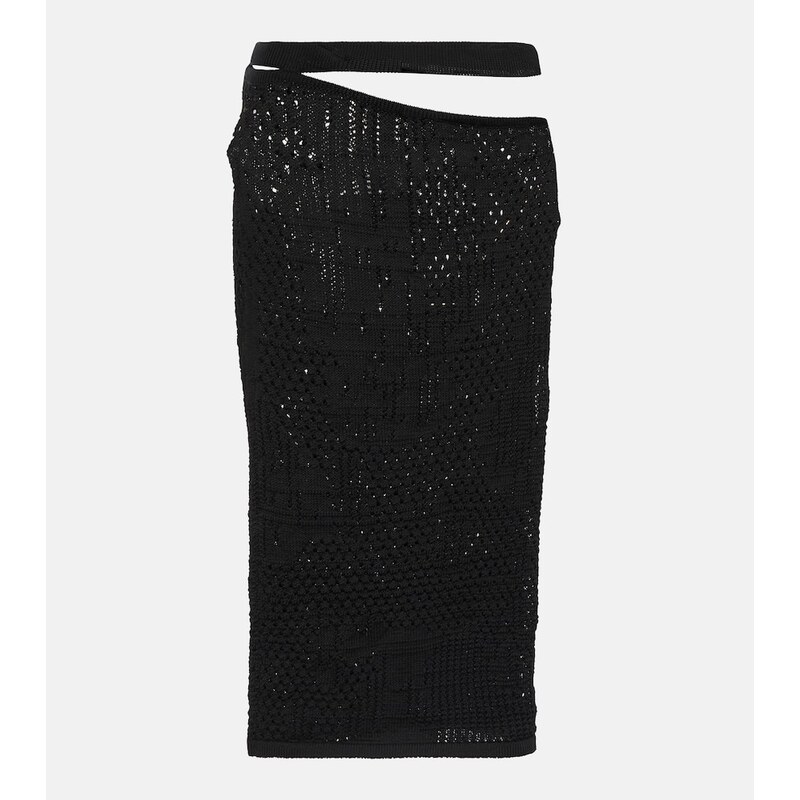 Roberta Einer Cutout cotton knit midi skirt