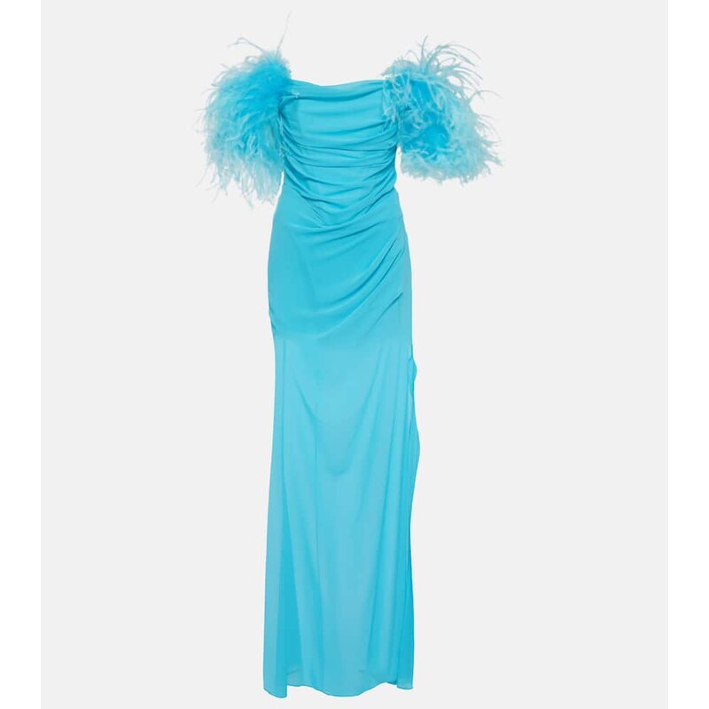 Giuseppe di Morabito Feather-trimmed georgette maxi dress