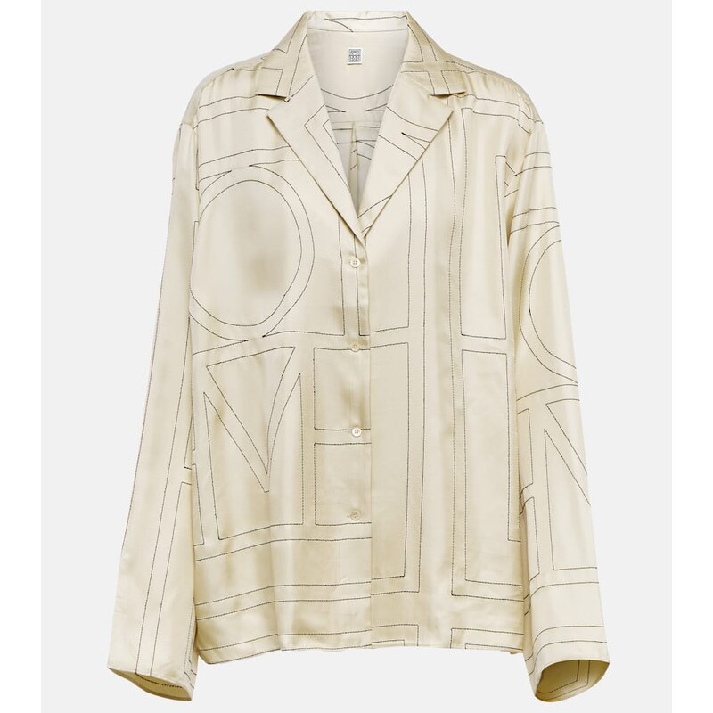 Toteme Logo-embroidered silk shirt