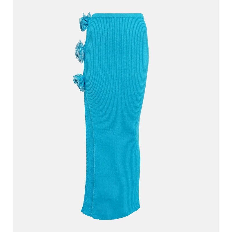 Giuseppe di Morabito Embellished ribbed-knit midi skirt