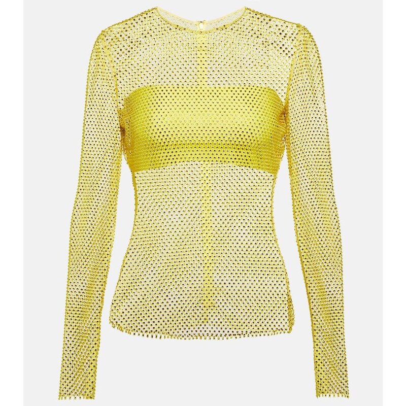 Giuseppe di Morabito Crystal-embellished mesh top