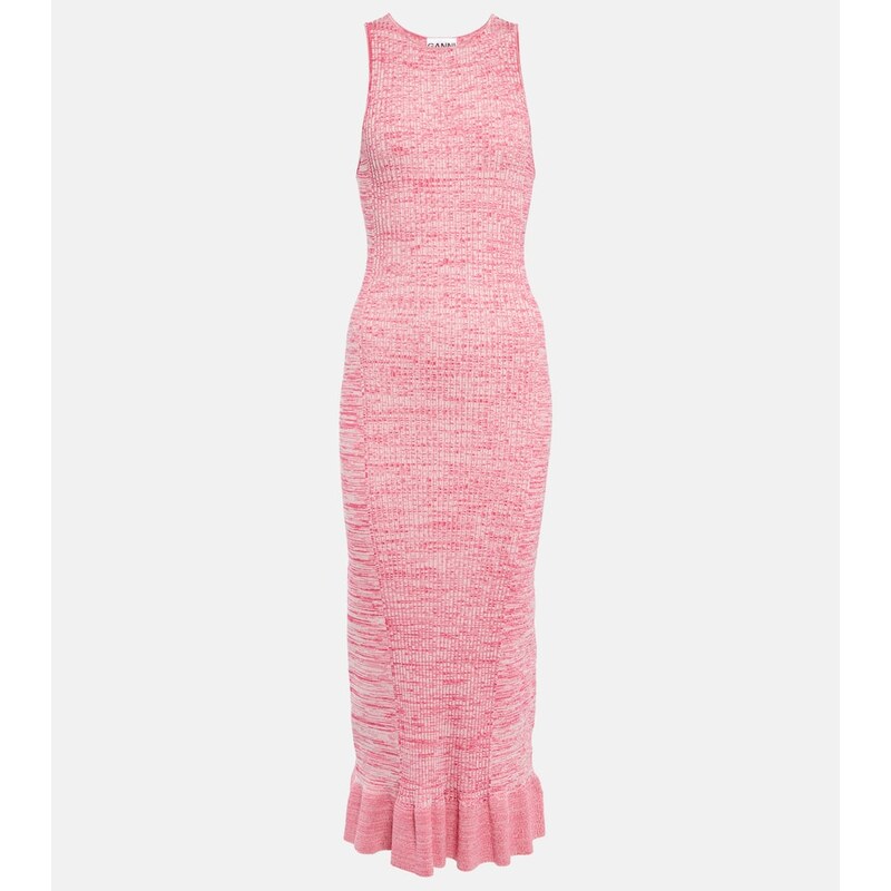 Ganni Ribbed-knit midi dress