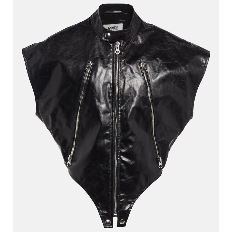 Dámská kůžová vesta MM6 Maison Margiela v barvě černé