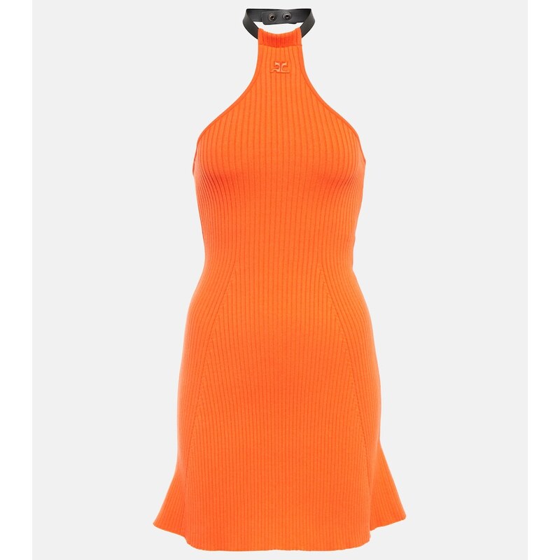 Courrèges Ribbed-knit halterneck minidress
