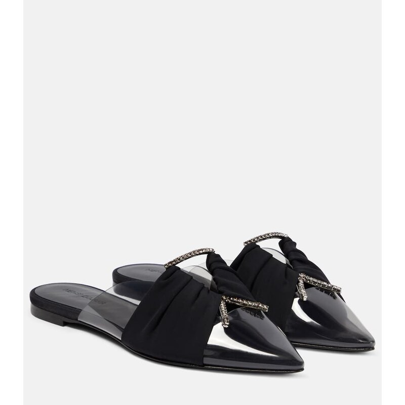Nensi Dojaka Crystal-embellished flat PVC slippers