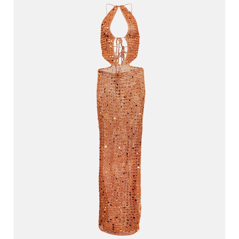 Aya Muse Morel cutout sequined maxi dress