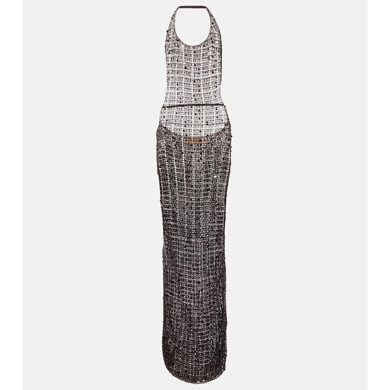 Aya Muse Cutout sequined maxi dress
