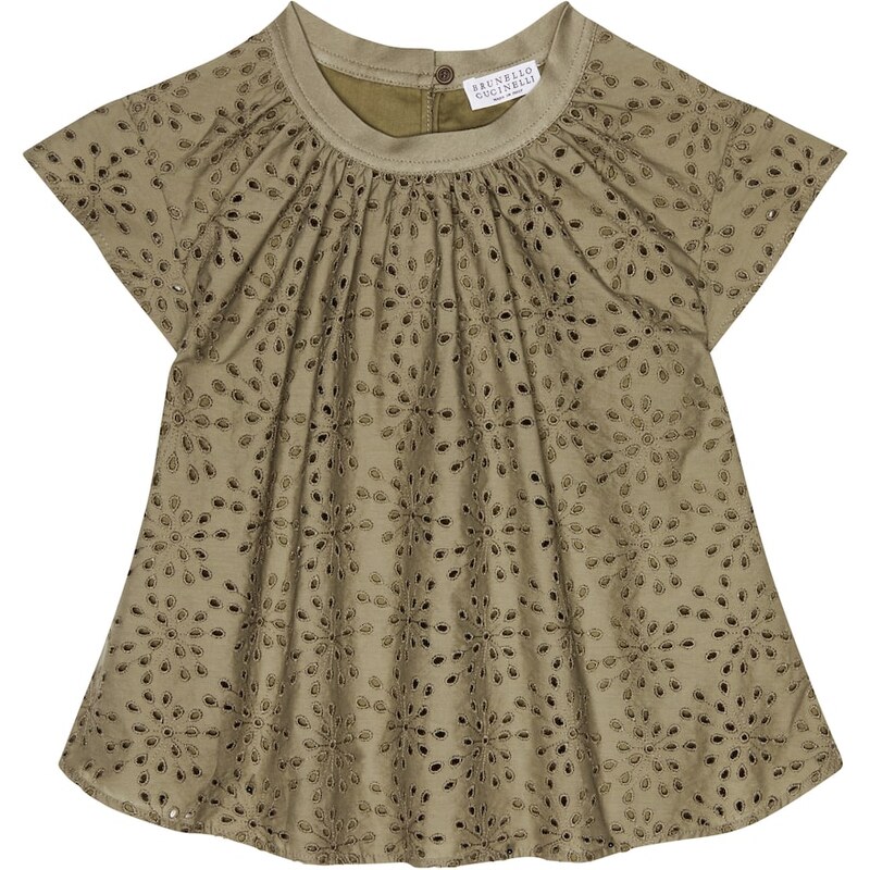 Brunello Cucinelli Kids Broderie anglaise cotton-blend top
