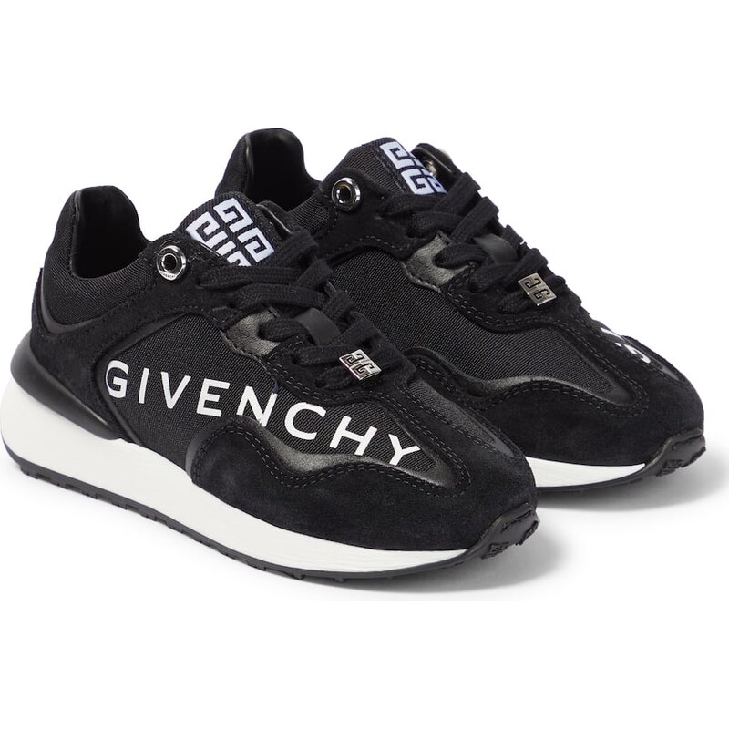 Givenchy Kids Logo leather, suede and canvas sneakers