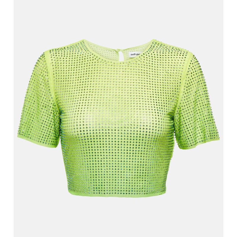 Self-Portrait Crystal-embellished crop top