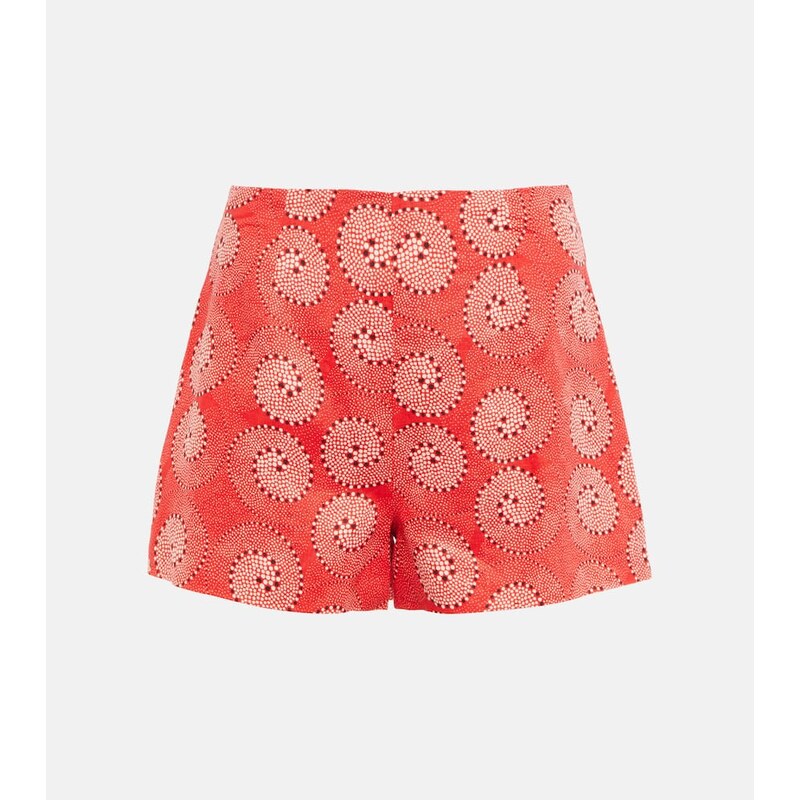 Staud Oscar printed linen shorts