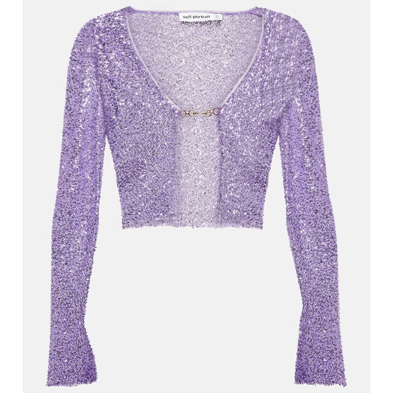 Self-Portrait Sequined cropped cardigan