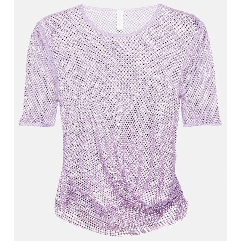 Simkhai Electra embellished mesh cropped top