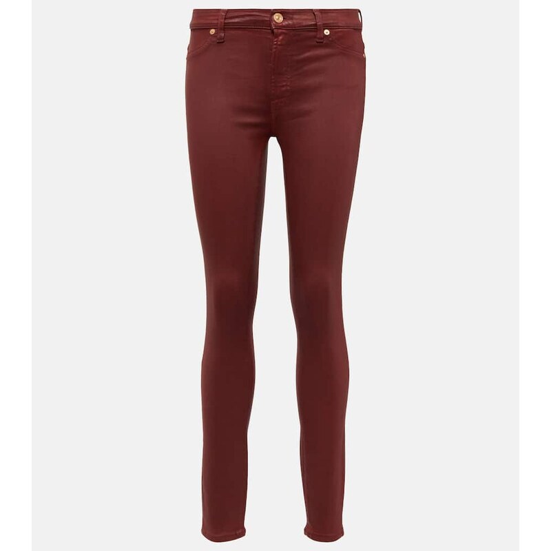 7 For All Mankind High-rise cotton-blend skinny jeans