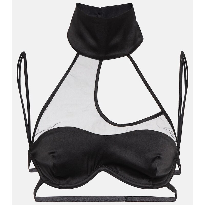 Didu Mesh-paneled satin bralette
