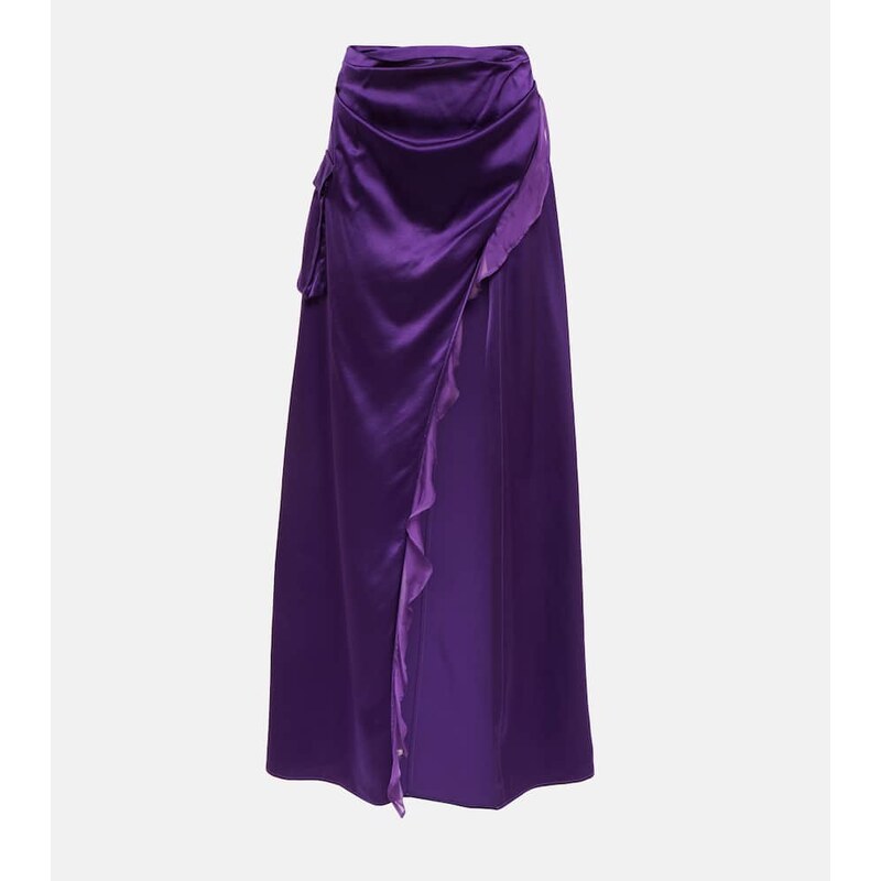 Didu Asymmetric silk satin maxi skirt