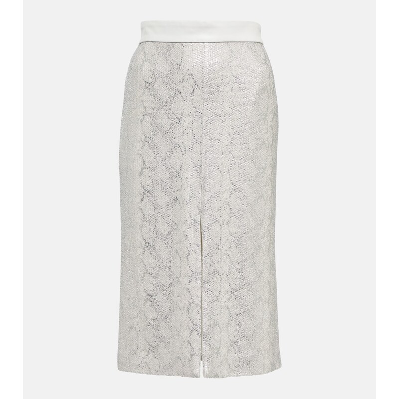Jacques Wei Sequined snake-effect midi skirt
