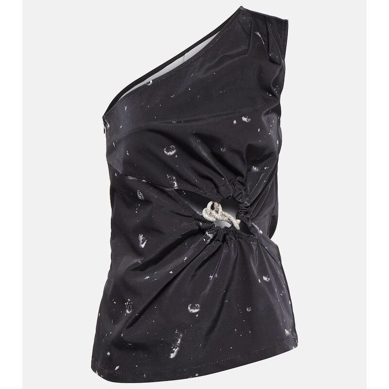 Jacques Wei Printed cutout one-shoulder top