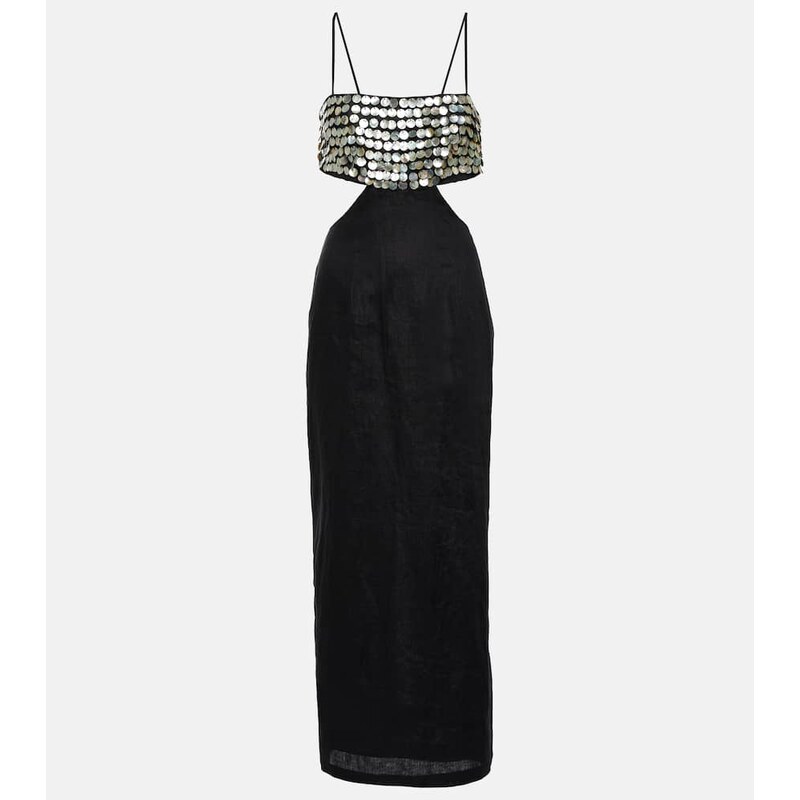 Staud Jada embellished linen maxi dress
