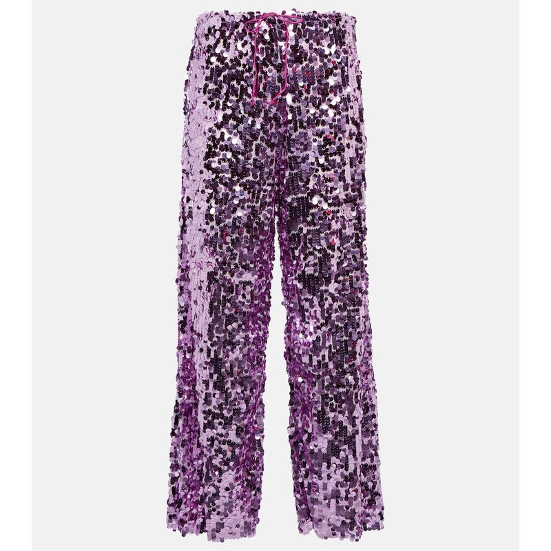 Oséree Sequined high-rise wide-leg pants