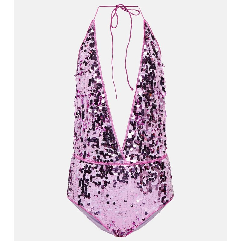 Oséree Sequined halterneck swimsuit