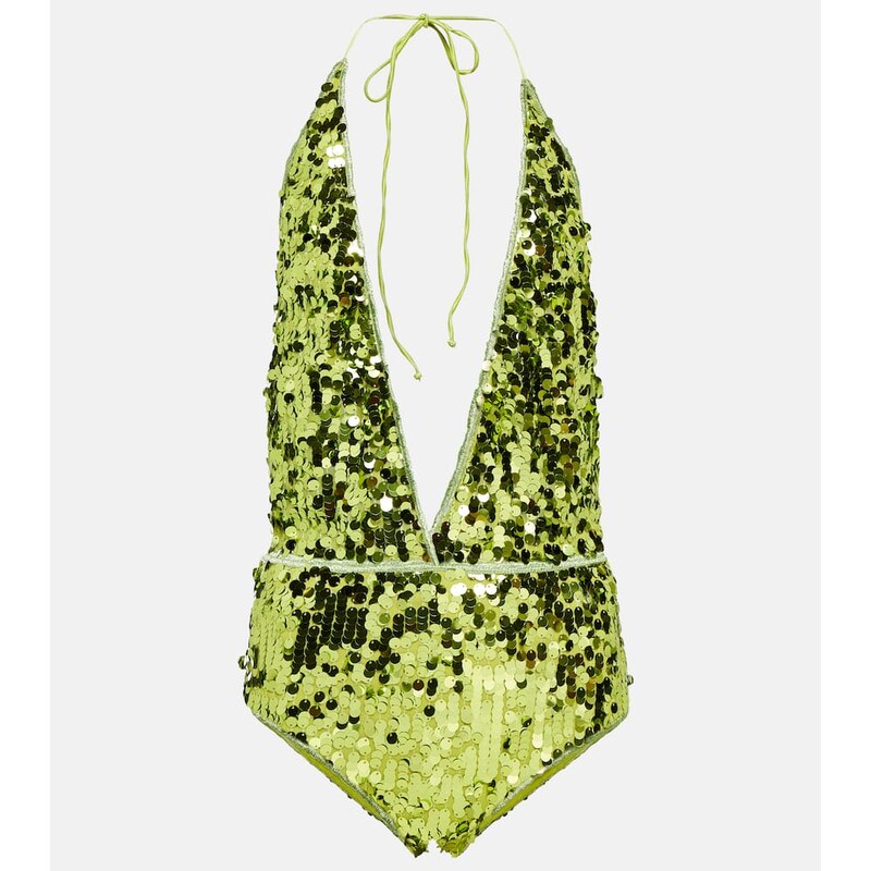 Oséree Sequined halterneck swimsuit