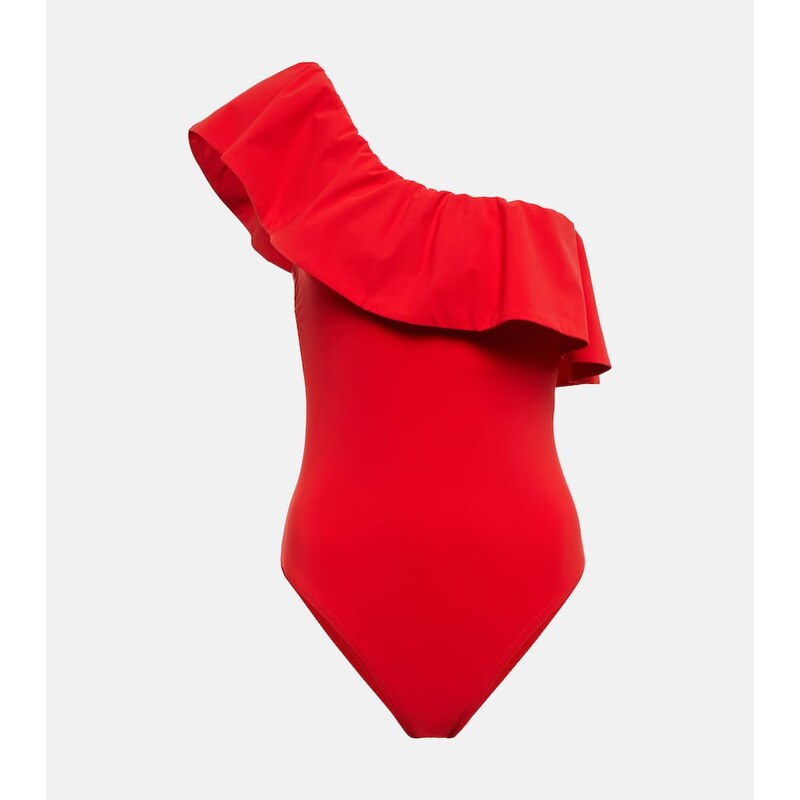 Karla Colletto Ruffle-trimmed one-shoulder swimsuit